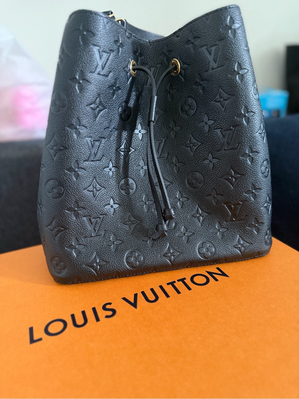 Louis Vuitton Black Monogram Empreinte Bucket Shoulder Bag